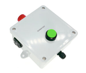 Battery powered alarm box with relay
