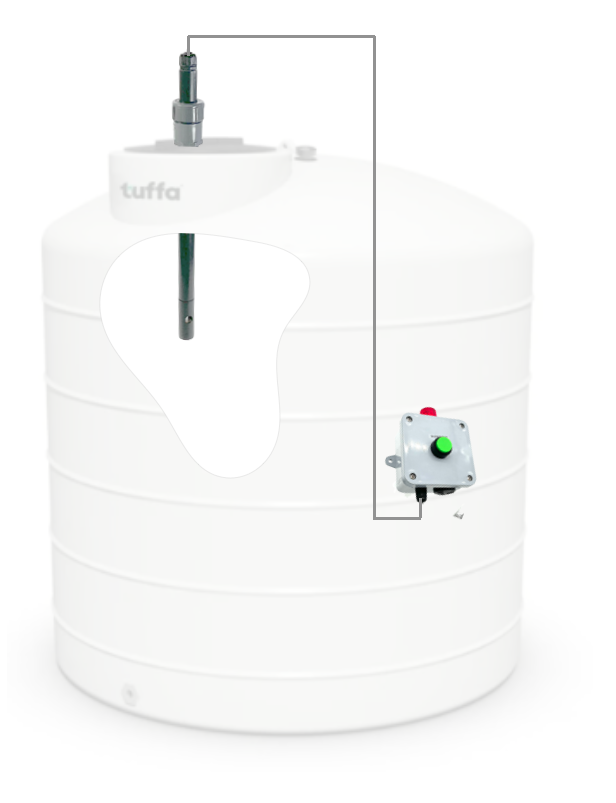 Tank alarm box with level probe